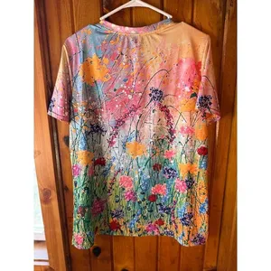 Floral woman's‎ shortsleeve shirt size Large thumbnail 2