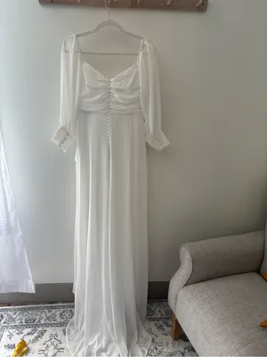 Lulus Adorna White Off-the-Shoulder Maxi Dress Size Small NWT Wedding Beach thumbnail 5