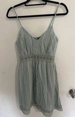 Sage Crochet Lace Button- Front Mini Dress thumbnail 6