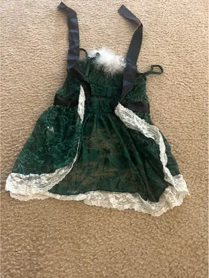 C579 Santa babygirl green top sexy dress no panty xs thumbnail 2