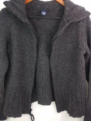 GAP L Thick Lambswool Zip Front Sweater in Charcoal Gray thumbnail 1