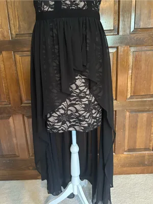 Nightway Size 10 Black Lace Hi-Lo Dress Whimsigoth Fairy Cocktail Sleeveless‎ thumbnail 3