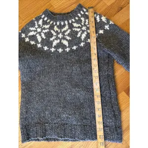 J.Crew Handknit Sweater Womens Sl Gray Excellent Wool Alpaca Snowflake Fair Isle thumbnail 7