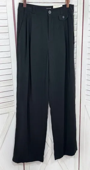 A New Day Pleat Front Wide Leg High Waist Trouser Pants Black Size‎ 4 thumbnail 1