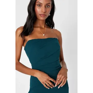 Lulus Marvelous Entrance Emerald Green Pleated Strapless Dress Gala Extra Small thumbnail 4