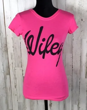 Wifey Graphic Print Screen Tee Shirt Top New S M v6x thumbnail 1