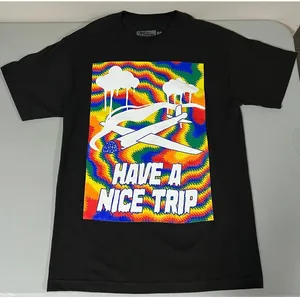 Billionaire Boy's Club Black Rainbow ‘Have A Nice Trip’ Trippy Rave Festival Short Sleeve Tee T-Shirt Top Size M 🍄✨ thumbnail 2