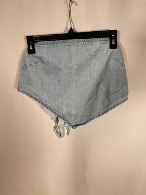 Zara Womens Bandana Denim Strapless Top Blouse Tie Back Medium thumbnail 2