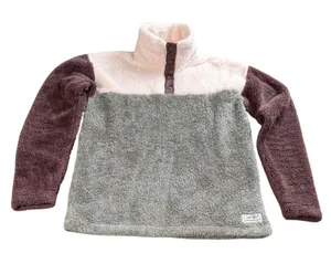 Eddie Bauer Teddy Fleece Pullover Women's Small Colorblock Sherpa Snap Soft thumbnail 1