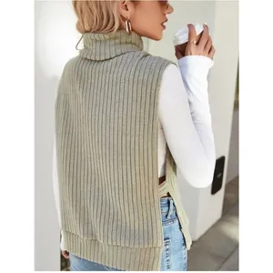 SHEIN Ribbed Turtleneck Side Slit Sweater Vest Size S thumbnail 2