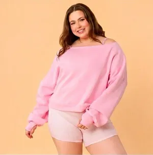 Blogilates dance studio sweatshirt off shoulder pink 3X thumbnail 1