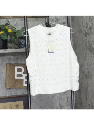 NWT Universal Thread Womens Sweater Crochet Vest 94429888 Cream Off White XXL thumbnail 2