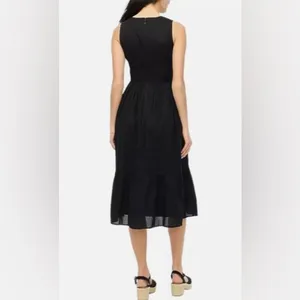 J. Crew Womens black smocked midi dress thumbnail 3