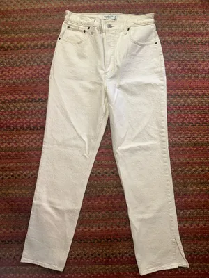 ABERCROMBIE & FITCH 90s STRAIGHT ULTRA HIGH RISE WHITE JEANS thumbnail 1