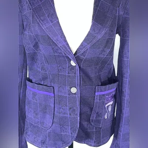 Smartthreads 1=1 Kansas State Wildcats Purple Plaid Knit Women’s Blazer Jacket thumbnail 2