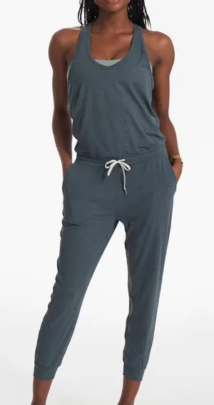 Vuori Lux Jumpsuit in Stone Heather Blue Size Small thumbnail 1