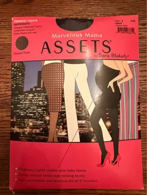 Assets by Sara‎ Blakely Marvelous Mama Maternity Opaque Patterned Tights Size2 thumbnail 1