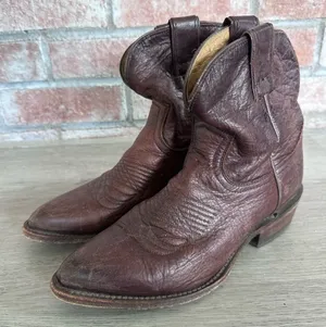 Frye Billy Short Booties Boots Women’s 6.5 Brown Leather Cowboy Western American thumbnail 1