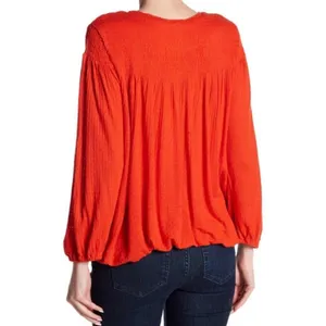 Free People Vibrant orange Blouse with Embroidery thumbnail 2