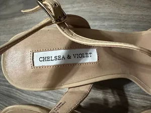Chelsea & Violet Nude Ruched Ankle-Strap Heels thumbnail 3
