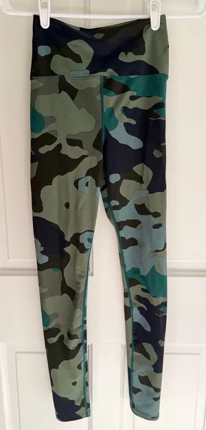 Carbon38 Camo High Rise Compression Leggings Green Blue Size Small‎ thumbnail 1