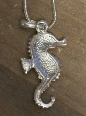 Blue Rhinestone Seahorse Pendant Silver thumbnail 4