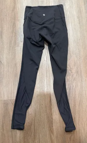 Lululemon High Waist Black‎ Mesh Panel Leggings Women's Size 4 thumbnail 1