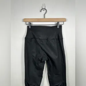 Alo Yoga High Waist Moto Leggings Black Glossy Womens Small Moto Mesh Athleisure thumbnail 5