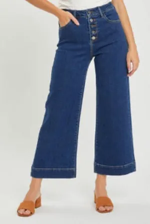 RISEN Jeans High Rise Wide Leg Button Fly Dark Wash Denim Size 2X 18 / 20 NWT thumbnail 1