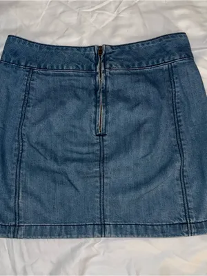 Free People Modern Femme Denim Mini Skirt in a paneled medium wash size 2/4 thumbnail 4