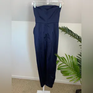 Ronny Kobo Pradova Navy Blue Strapless Rosette Formal Dress‎ thumbnail 6
