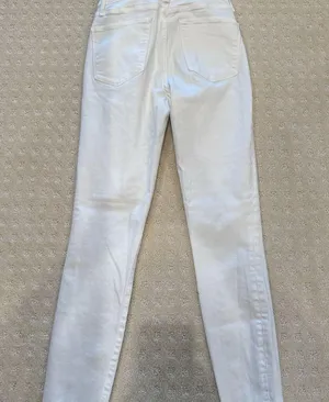Abercrombie & Fitch Simone High Rise Ankle Jeans White Distressed Hem Size 25 0R thumbnail 6