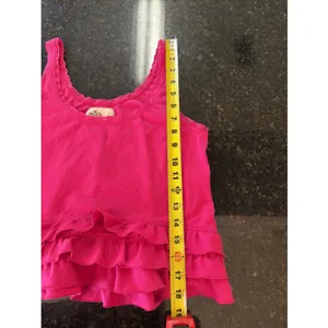 Hollister Women's Ruffle Tank Top Sz S Pink Lace Trim Cropped Ruffle Hem Surfer‎ thumbnail 6