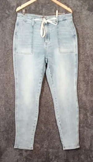 Judy Blue Stretchy Drawstring Tie Jogger Jeans High Rise Tummy Control Sz 32 thumbnail 1