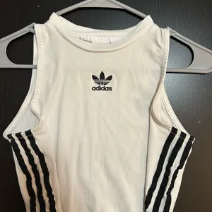 Adidas White Tank Top with Black Stripes thumbnail 1