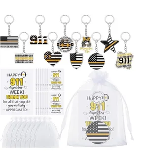 911 Dispatcher Appreciation‎ Gift Lot Keychains Cards Organza Bags Thin-120 pcs thumbnail 1