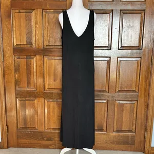 Knix Black Sleeveless V-Neck Maxi Dress Size‎ XL Flowy Stretch Knit Soft Comfort thumbnail 3