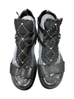 A.S.98 Leather Studded Gladiator Sandals Womens Statement Shoes Black EU 41 thumbnail 4