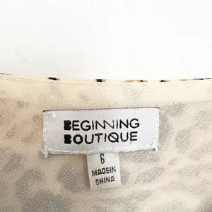 Beginning Boutique Dress Size 2 Brown Leopard Slit Square Neck Mini‎ Maximalism thumbnail 4