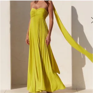 Delfi Collective Chartreuse Strapless Maxi Dress With Neck Scarf thumbnail 2