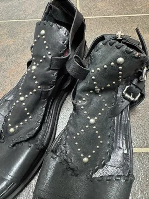 A.S.98 Leather Studded Gladiator Sandals Womens Statement Shoes Black EU 41 thumbnail 8