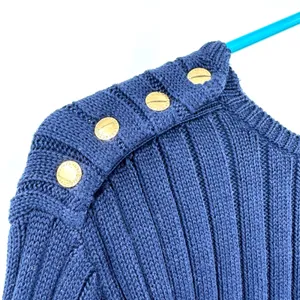 Lauren‎ Ralph Lauren Size Large Sweater Navy Blue Accent Buttons Knit Nautical thumbnail 3