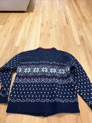 Vintage L.L. Bean Snowflake Wool Nordic Winter Cardigan Sz XL thumbnail 7