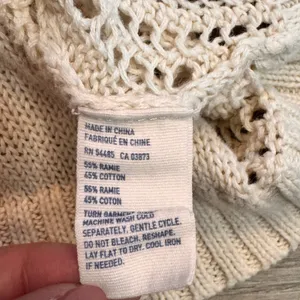 American Eagle‎ Knit Top Fringe Trim Cream Crochet Bohemian Size XSmall XS thumbnail 4