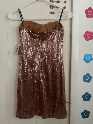 Forever 21 Bronze Sequin Strapless Mini Dress thumbnail 10