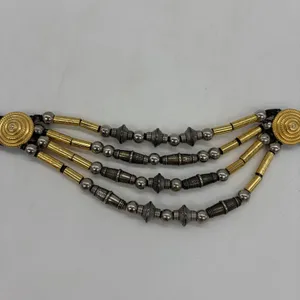 Vintage Avignon Womens M Belt Black Leather Silver & Gold Beading Boho Western thumbnail 3