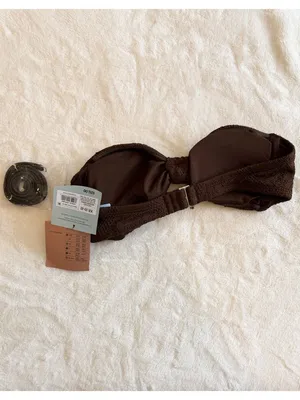 NWT Shade & Shore Brown Crochet Front Knot Bandeau Bikini Top - Size Extra Small thumbnail 5