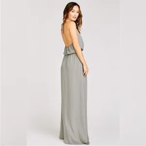 Show Me Your Mumu SMYM Heather halter maxi dress in Soft Charcoal Crisp NEW XXS thumbnail 4