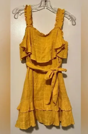 Here comes the sun mustard sleeveless dress size M thumbnail 1