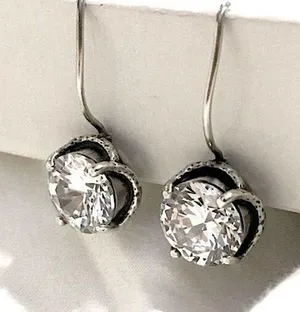 SILPADA Sterling Silver Faceted Round Cut Cubic Zirconia Center Stage Earrings thumbnail 1